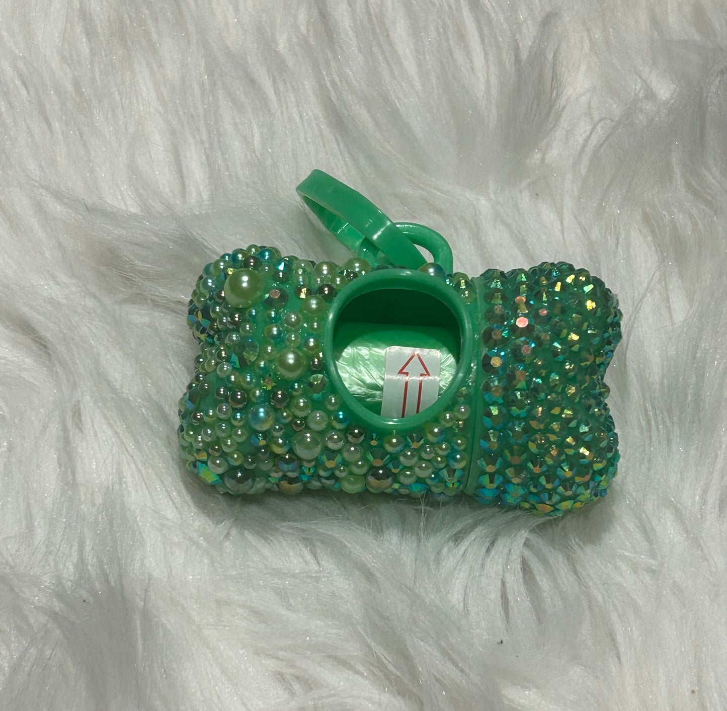 Glam Rhinestone Bling Dog Bone Shaped Poop Bag Dispenser