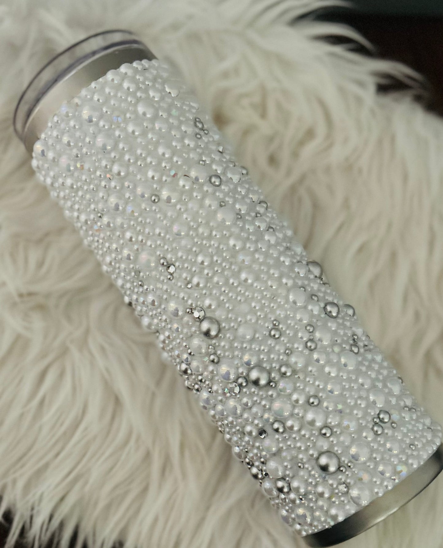 30oz Iced Out Skinny Tumbler - Winter Wonderland with Rhinestones