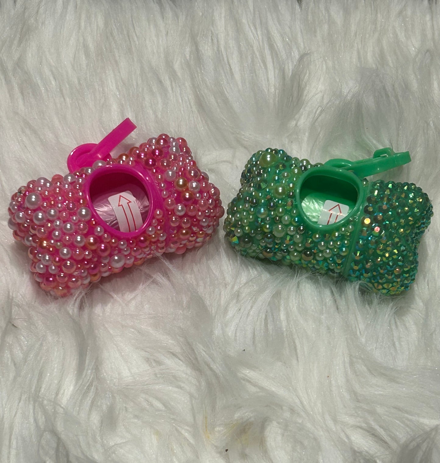 Glam Rhinestone Bling Dog Bone Shaped Poop Bag Dispenser